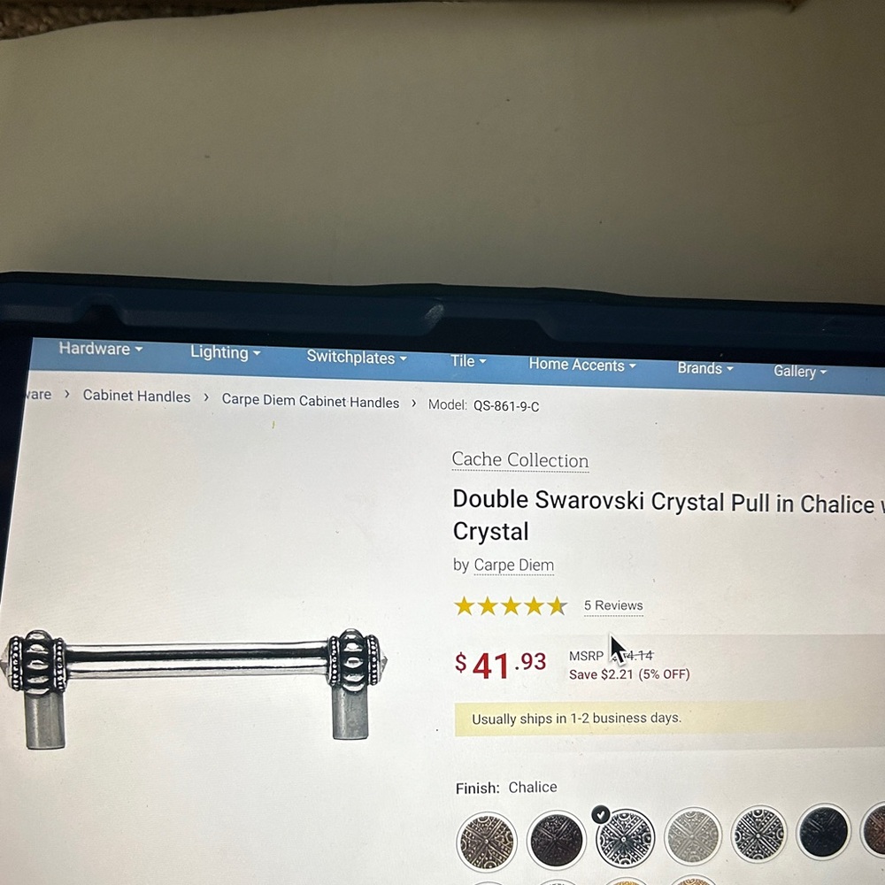 Cache Double SWAROVSKI Crystal Drawer Handle